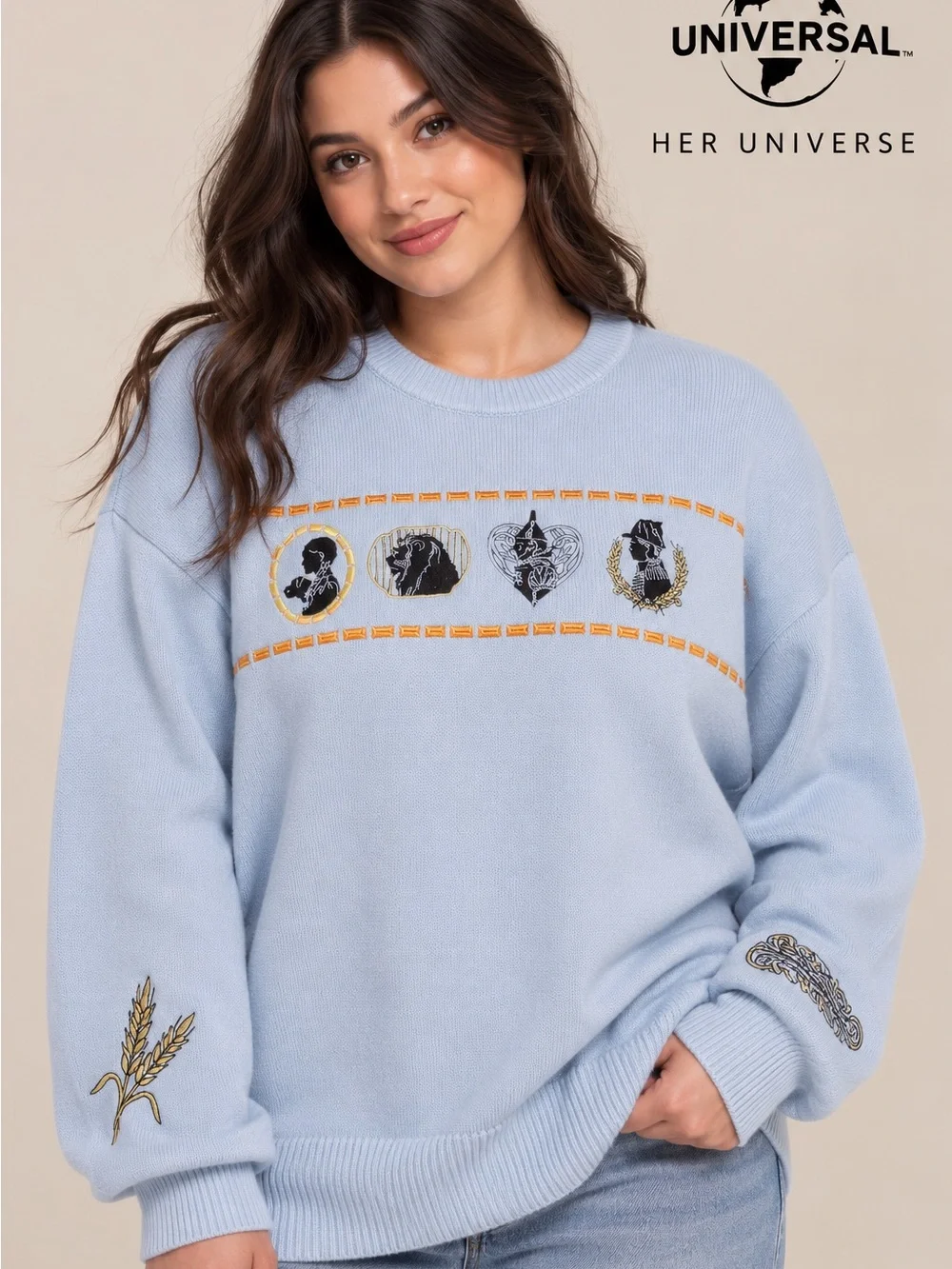 Her Universe Wicked Group Silhouette Knit Sweater 1X NWT Dorothy Oz Embroidered